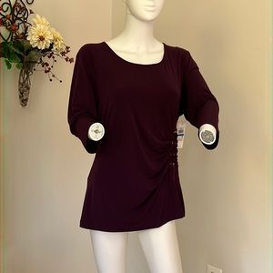 women’s long sleeve Calvin Klein top, wine color